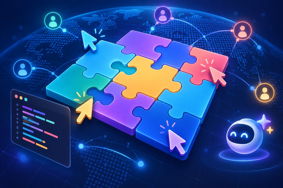 Public collaborative puzzle board with AI assistance